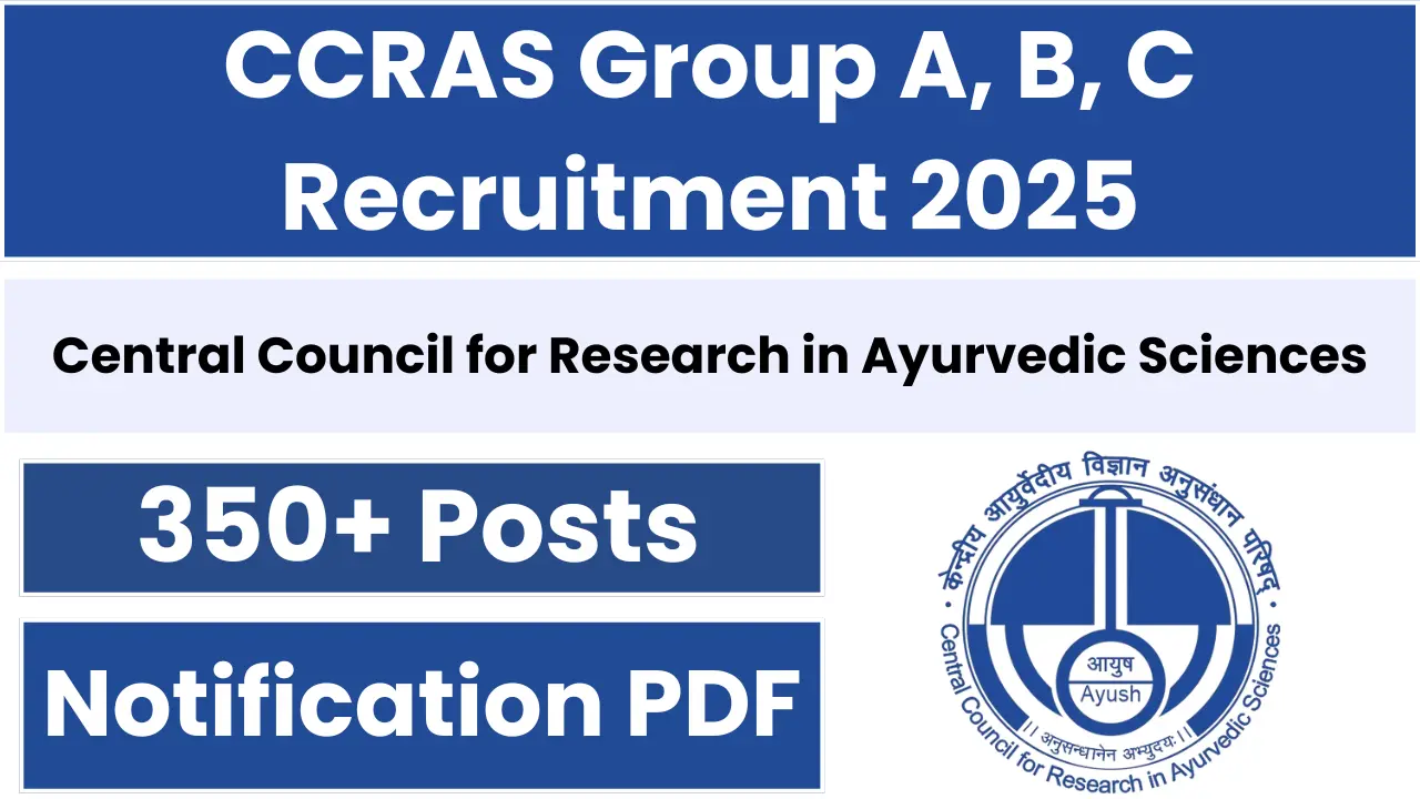 CCRAS Group A B C Recruitment 2025 Notification
