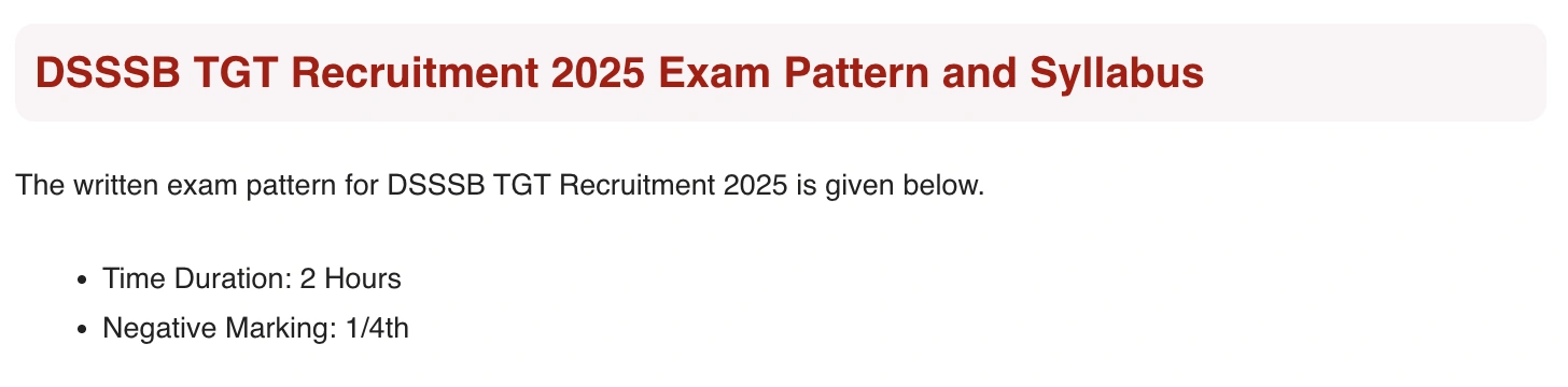 DSSSB TGT Exam Pattern 2025 1