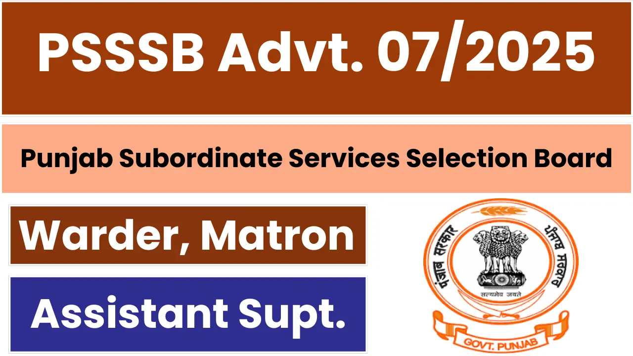 PSSSB Jail Warder AS And Matron Recruitment 2025